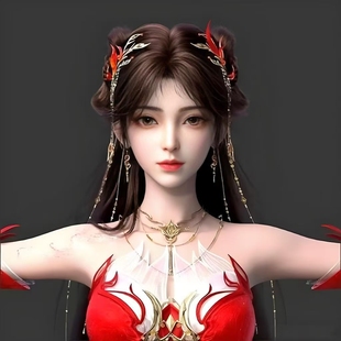 完美世界天神境火灵儿cos 红色头饰长流苏发饰对夹