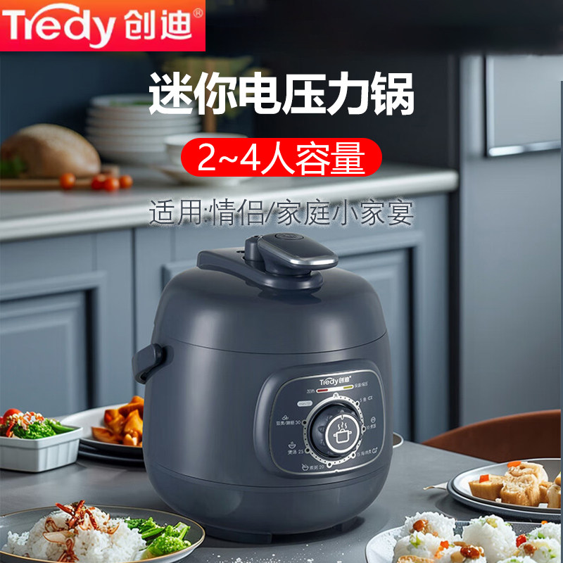 Tredy/创迪 YBD20-60C迷你电压力锅2L多功能料理机械旋钮电饭煲