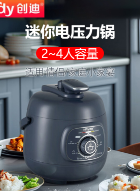 Tredy/创迪 YBD20-60C迷你电压力锅2L多功能料理机械旋钮电饭煲