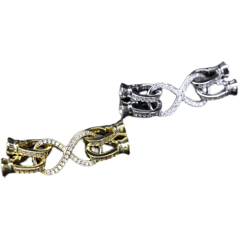 DIY JEWELRY ACCESSORIES  S925 DOUBLE-BREASTED PEARL NECKLACE TWO ROWS OF FIGURE 8 CLASP SINGLE ROW EIGHT NICHE DESIGN