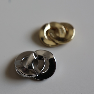 DIY饰品配件s925纯银珍珠项链手链扣头对开高级小众设计韩版双环