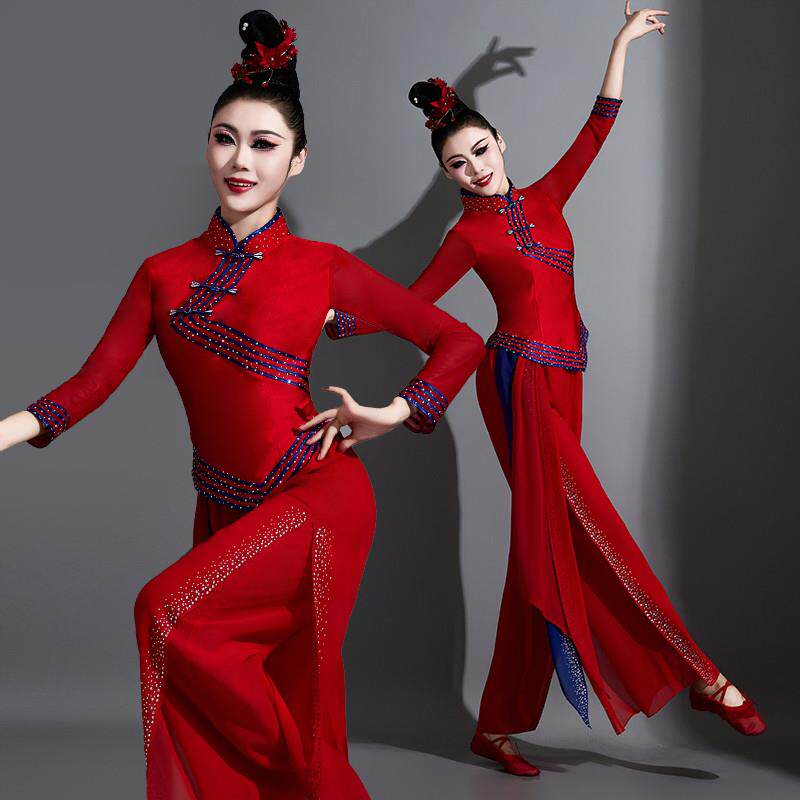 秧歌服演出服女2025新款古典舞打鼓服腰鼓队喜庆扇子舞蹈服装成人