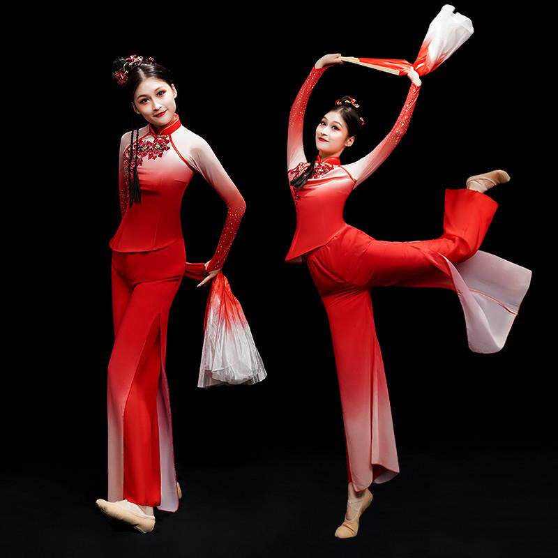 秧歌服装表演服装女红胶州舞服装扇舞腰鼓九儿古典舞击鼓服