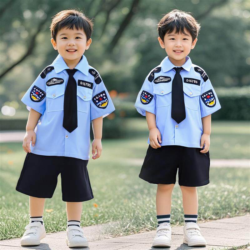 儿童小警官服套装男童警察小交警制服角色扮演警长服装六一演出服