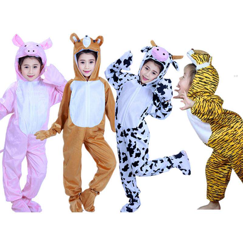 幼儿园儿童连体小动物表演服装奶牛小猪小粽熊老虎装扮演出衣服长