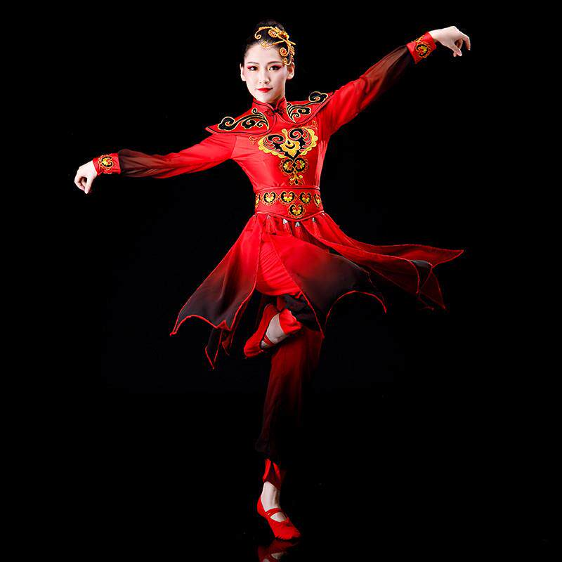 打鼓服演出服女中国风舞蹈服秧歌服水鼓腰鼓民族开场舞古典舞服装