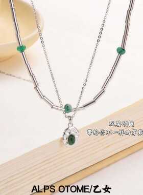 alps otome/乙女 2026年新款轻奢感叠戴竹节百搭吊坠胸链ins包邮