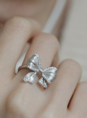 雾面拉丝蝴蝶结戒指个性时尚