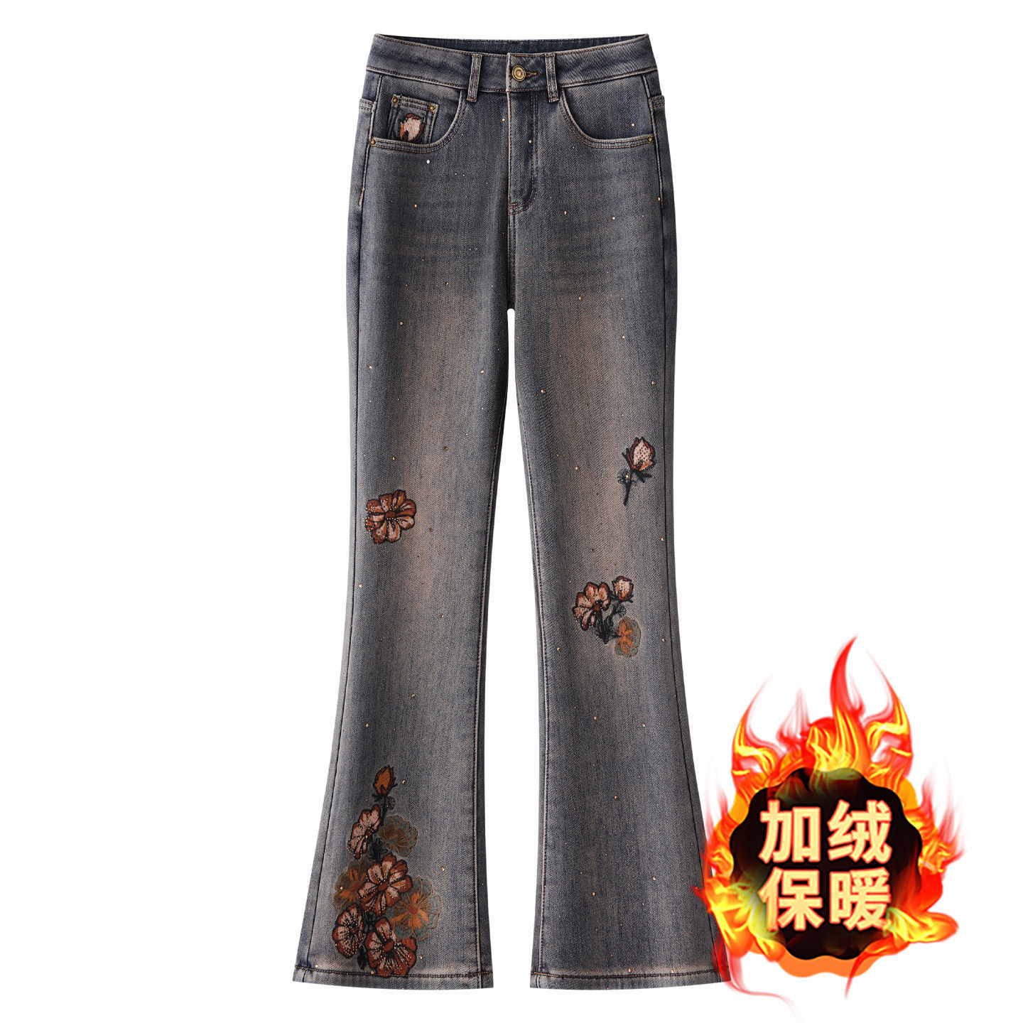 中国风刺绣牛仔裤女高腰直筒显瘦阔腿裤设计感长裤,女装/女士精品,大码裤装,淘宝优惠券,粉丝福利购,淘宝优惠卷
