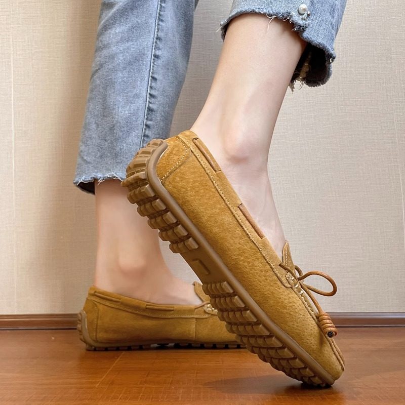 真皮豆豆鞋女春秋2025年新款软底一脚蹬乐福鞋百搭孕妇防滑平底鞋,女鞋,乐福鞋（豆豆鞋）,淘宝优惠券,粉丝福利购,淘宝优惠卷