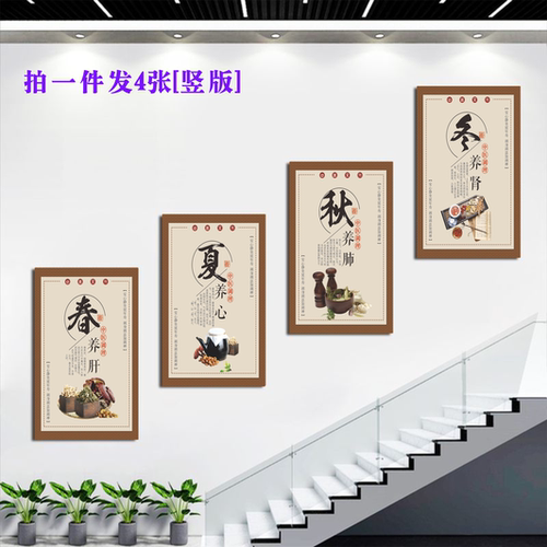 中医养生馆十大名医春夏秋冬挂画
