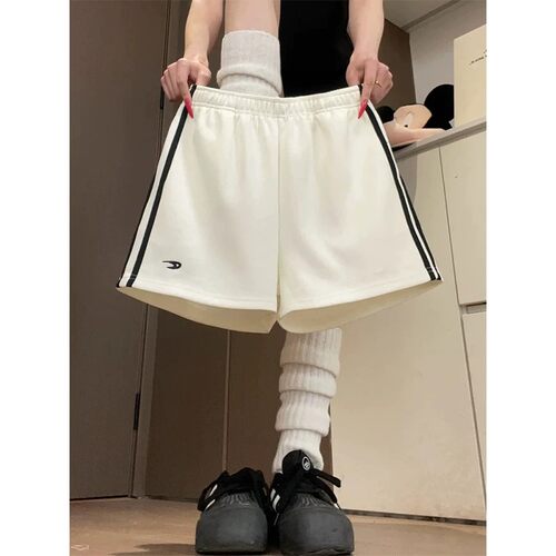 刺绣夏季短裤女高腰休闲运动三分
