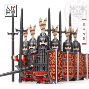科睿第三方积木人仔中国古代楚汉士兵中古塑料小人军事男儿童玩具
