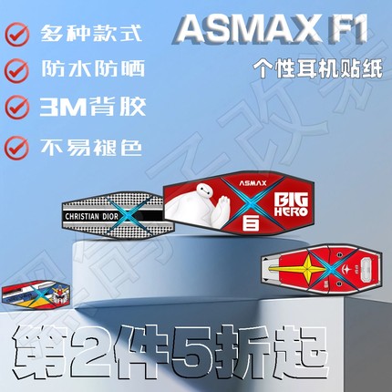 适用ASMAX F1摩托车头盔蓝牙耳机保护贴纸外壳贴花装饰贴画防水