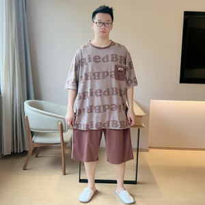 2024新款男士睡衣纯棉短袖夏天青少年胖男生全棉加大码家居服套装