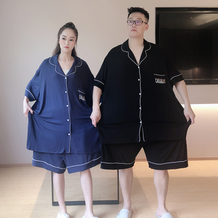 情侣睡衣胖M230斤特大加肥莫代尔宽松薄款 男可外穿家居服 大码 新款