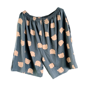 纯棉夏天薄款印花睡裤大码可外穿透气情侣短裤卡通200斤家居裤子