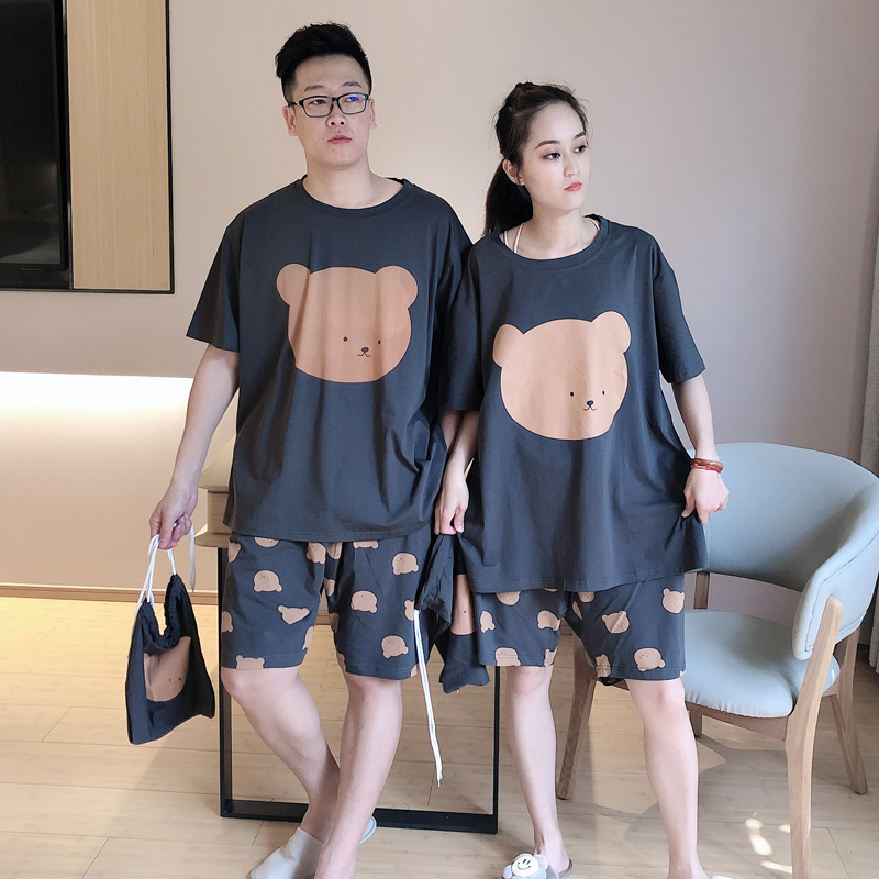 网红夏款时尚洋气200斤情侣睡衣