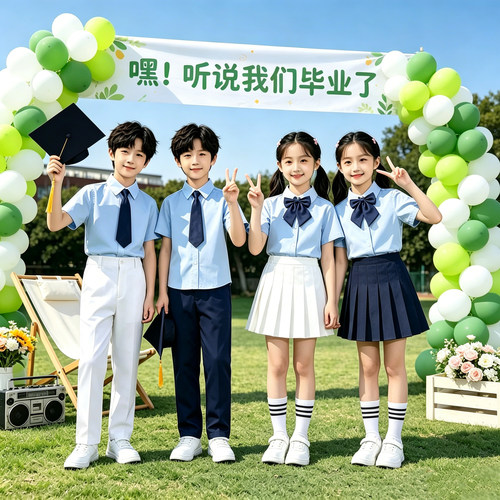 儿童合唱服演出服衬衣白衬衫小学生班服运动会幼儿园毕业服装夏季