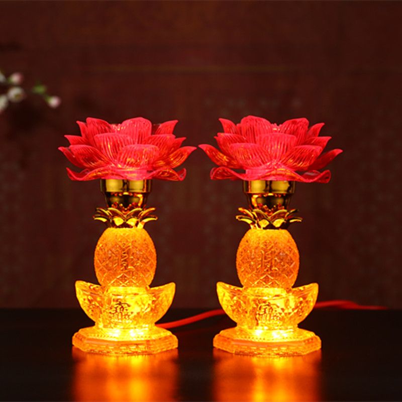 佛前莲花灯插电七彩变光仿真led家用神长明灯荷花灯供佛灯