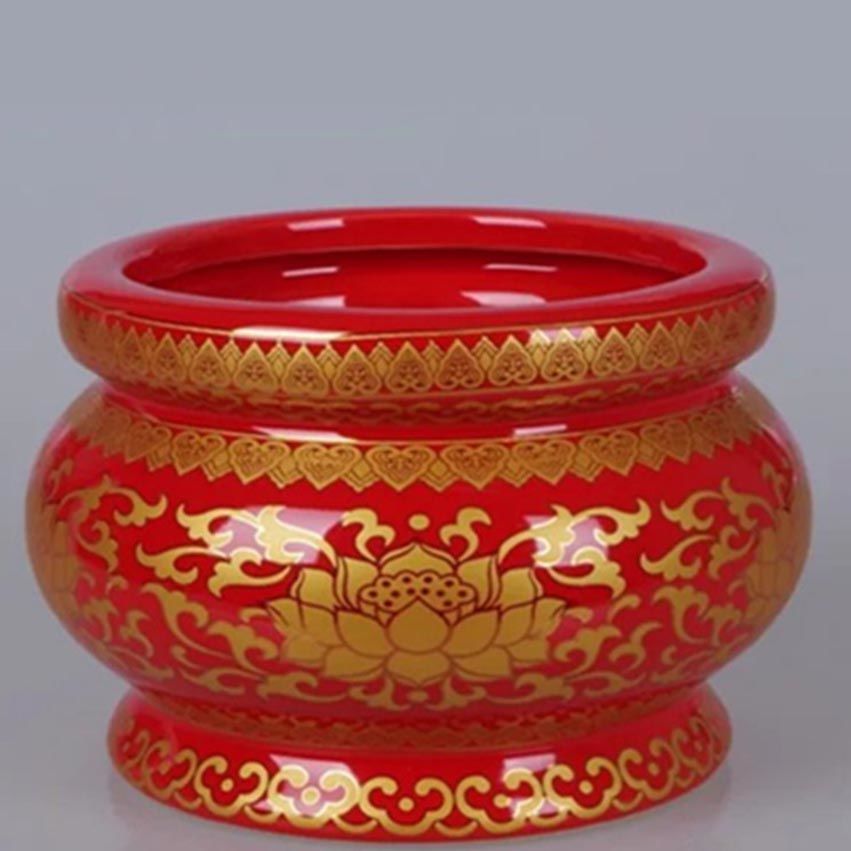 莲花财神陶瓷香炉家用居室供奉烧香炉供佛佛堂小香炉结婚专用香炉