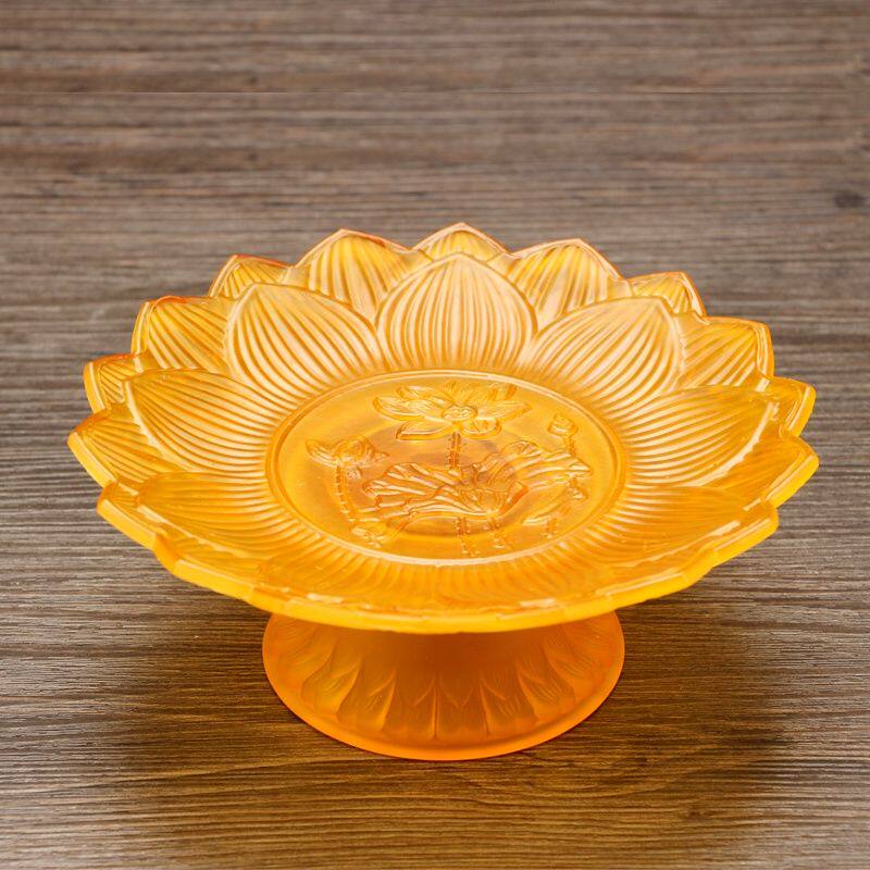 琉璃供佛果盘莲花果碟佛前供果盘水果碟供盘供奉观音财神佛具