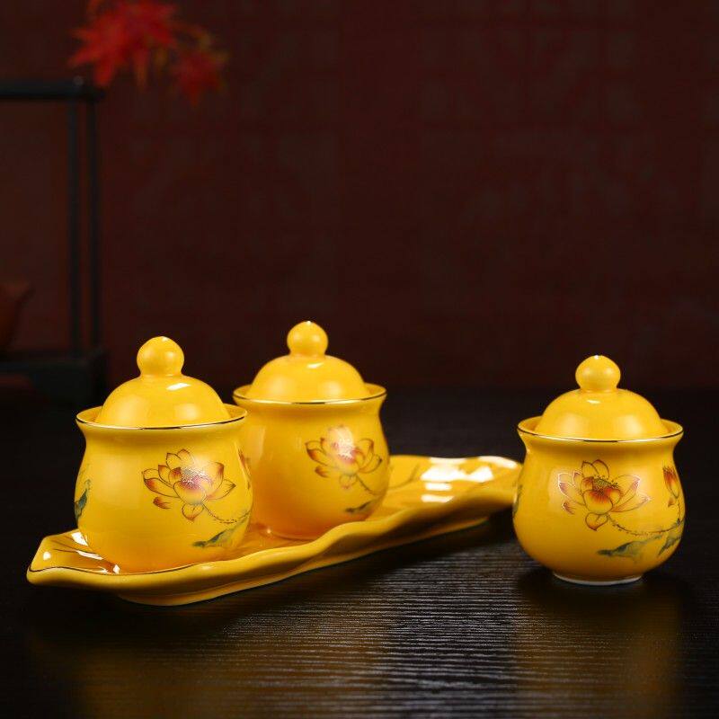 供水杯一整套陶瓷圣水杯 净水杯上供专用水杯家用敬神茶杯一整套