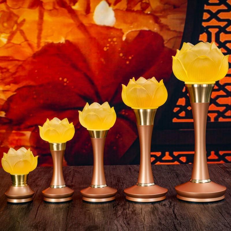 纯铜七彩古法琉璃花苞款佛具莲花灯佛前佛灯led佛堂照明灯