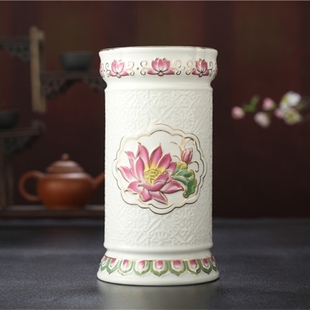陶瓷香根家用供佛收纳佛堂香筒莲花香香香桶线香招财供奉竹签佛具