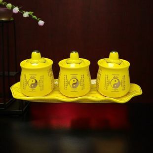 八卦太极三清水杯道家供水专用杯三连五连陶瓷供仙家财神酒杯茶杯