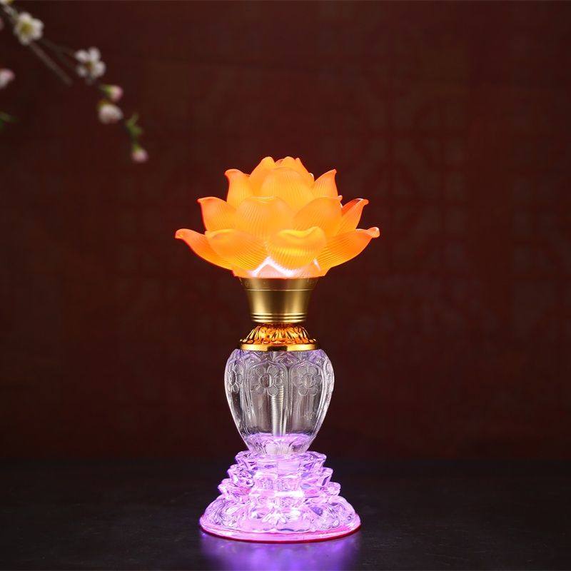 寺庙琉璃莲花灯菩萨灯长明灯家用佛堂高级插电LED七彩琉璃供佛灯