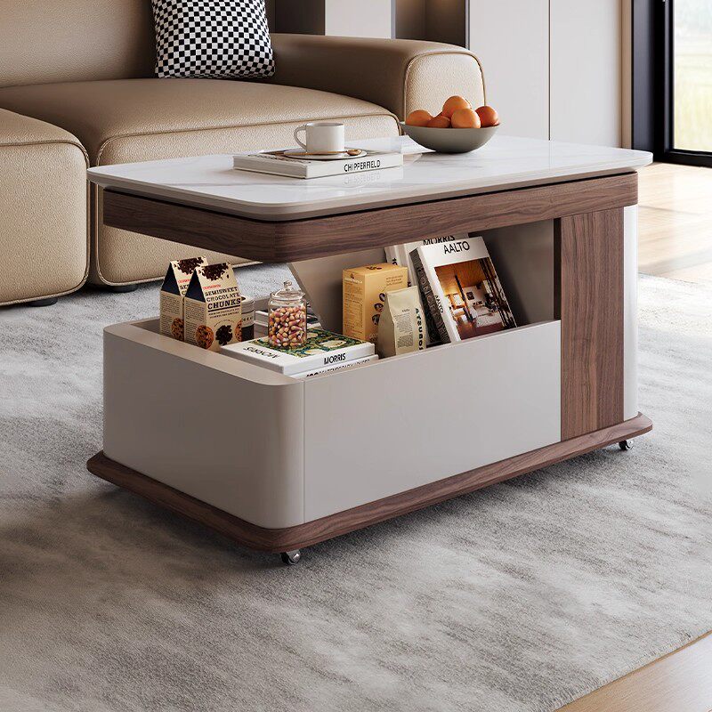 沙发边几茶几可移动轻奢高级感岩板升降带轮零吃小推车客厅家用
