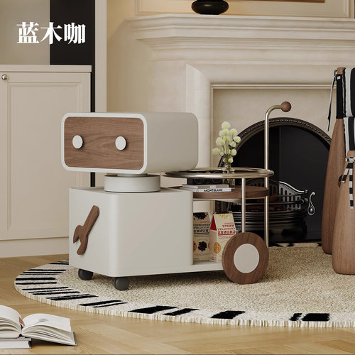 网红爆款！机器人移动边几小推车