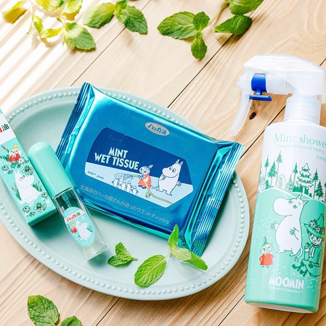姆明 北见薄荷 日本薄荷油喷雾提神醒酒驱蚊湿巾纸