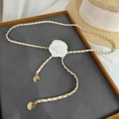 饰细腰链收腰搭配连衣裙长衬衫 女式 优雅春日新配饰山茶花装 窄腰带