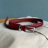 26春夏新款 街头复古手工编织细腰带流行高级感亮银扣皮带配牛仔裤