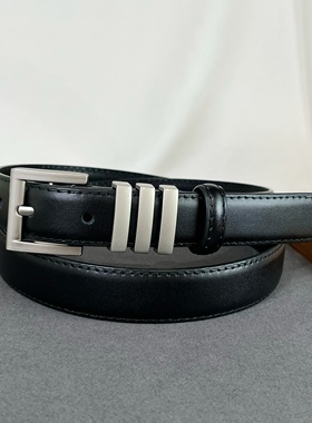 女式时尚复古二层牛皮腰带休闲风银色针扣显瘦百搭休闲裤收腰皮带