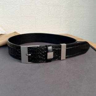 25冬新复古金银扣鳄鱼纹理宽腰带女街头潮搭金属方格二层牛皮皮带