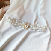 2019秋季 韩版 优雅复古汉服配裙子水钻水晶弹力松紧珍珠腰链腰带