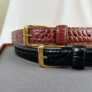 大衣二层牛皮腰带 复古潮流百搭纹路皮带收腰显瘦搭配西装 女式 法式