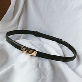 饰西装 韩版 锁扣压线牛皮可调节细腰带女装 外套搭配裙子真皮小皮带