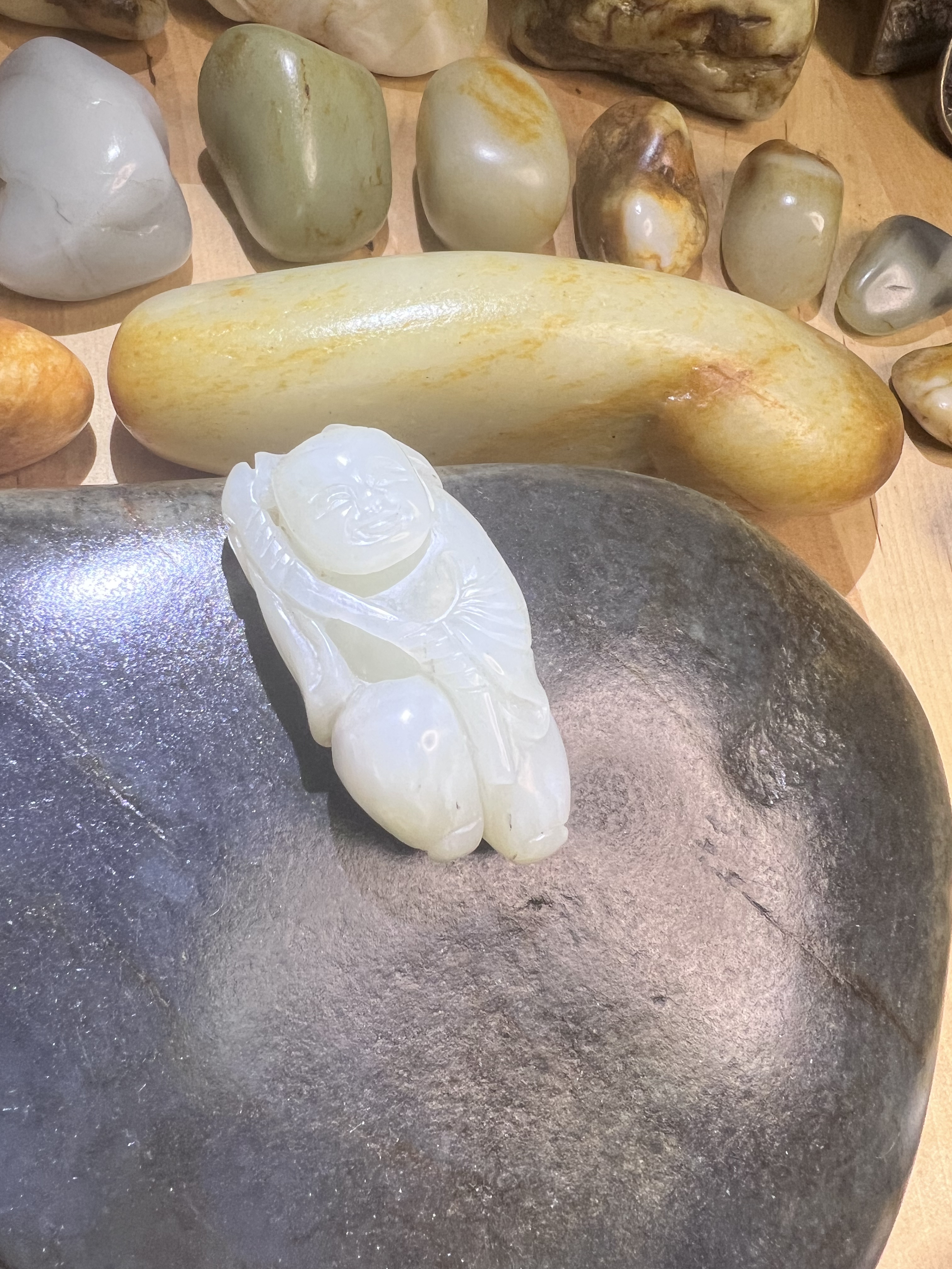清代和田玉籽料童子，5.5*2籽料
