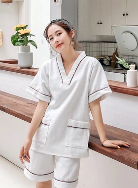 汗蒸服女纯棉100%套装桑拿温泉
