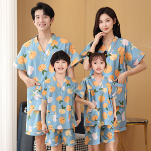 儿童汗蒸服女2023新款纯棉亲子一家三口洗浴浴服桑拿洗浴中心衣服