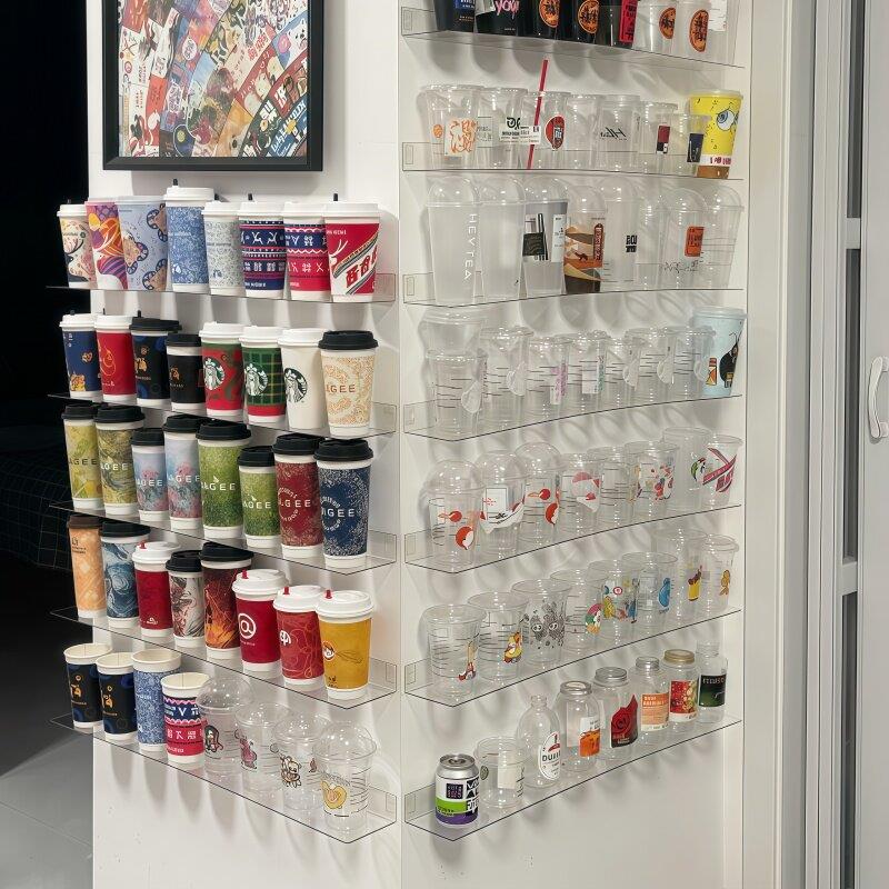 收纳我的小破烂~壁挂置物架亚克力透明U型收纳奶茶杯咖啡杯展示架