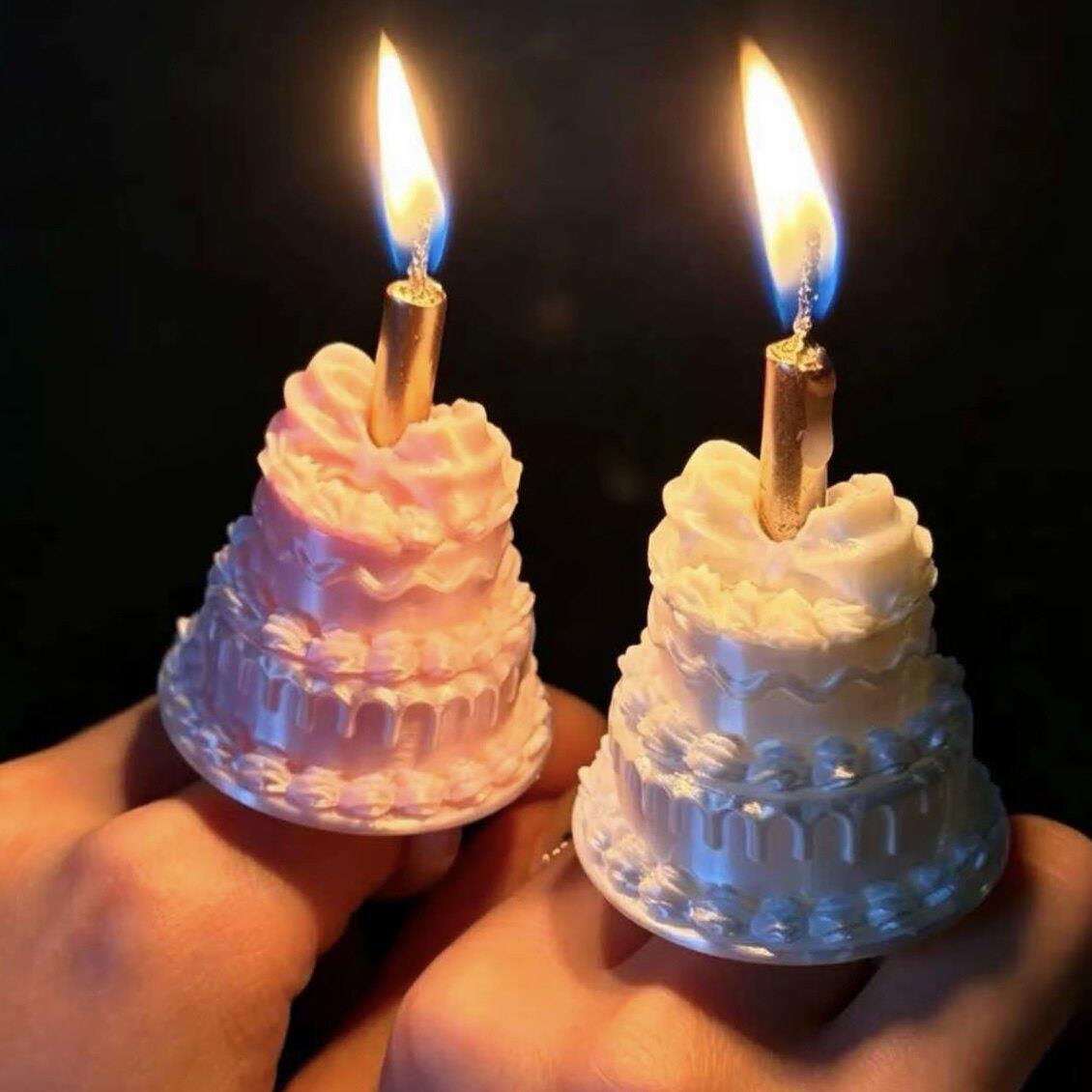 蜡烛蛋糕戒指创意拍照出片神器氛围感生日装饰戒指高颜值拍照道具