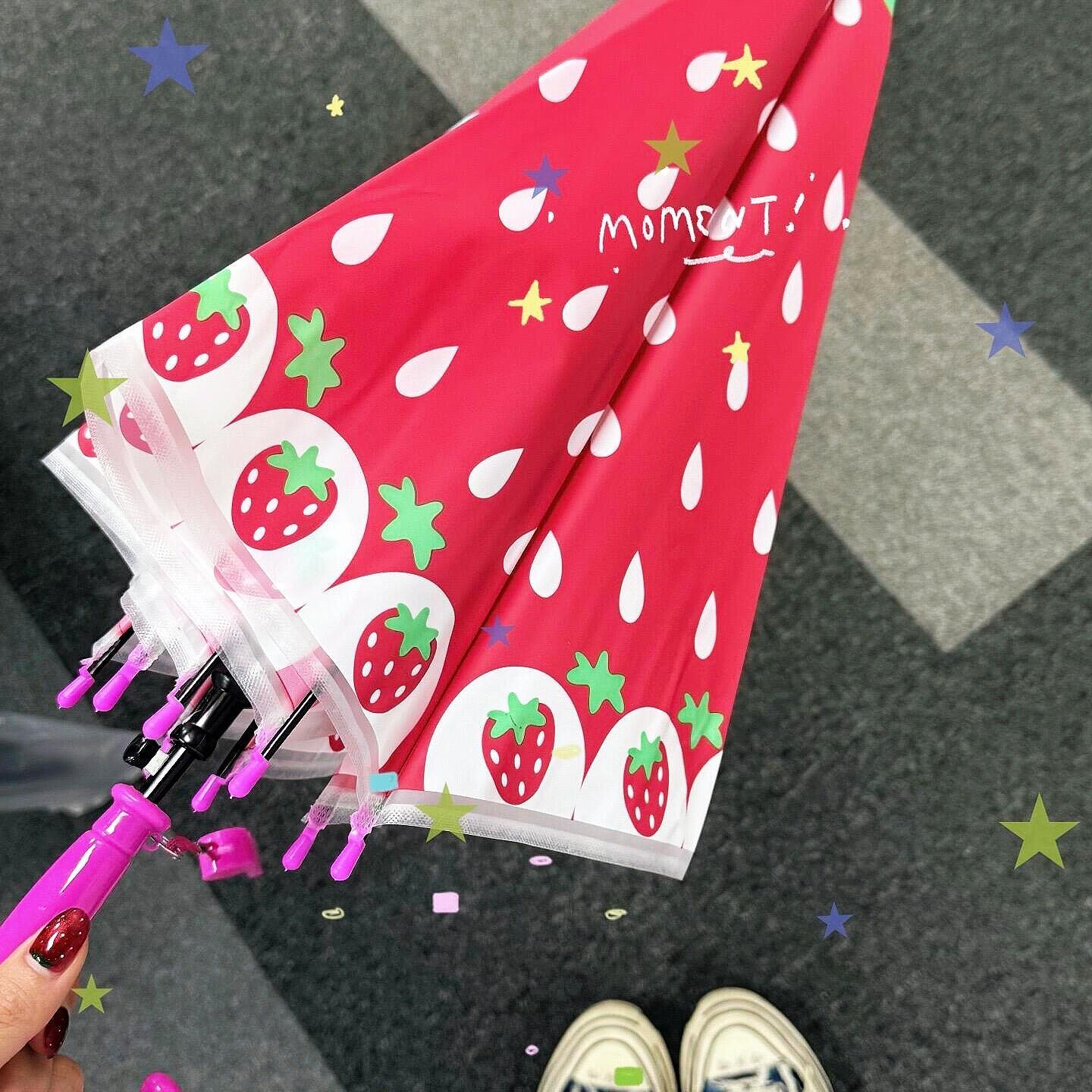 草莓雨伞女士晴雨两用防晒伞防紫外线学生高颜值防风加固长柄伞