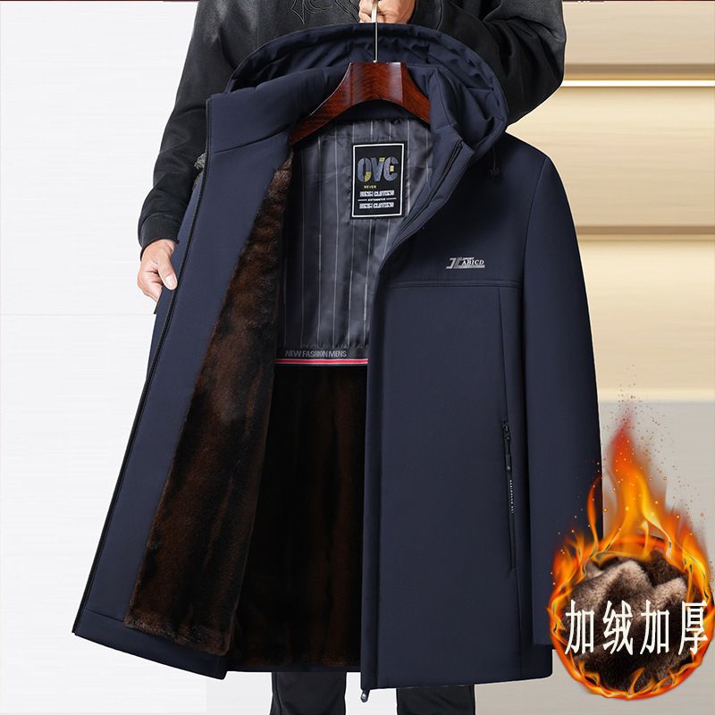 冬季派客服男款棉衣中老年男装爸爸装冬装棉服加绒加厚男士棉外套