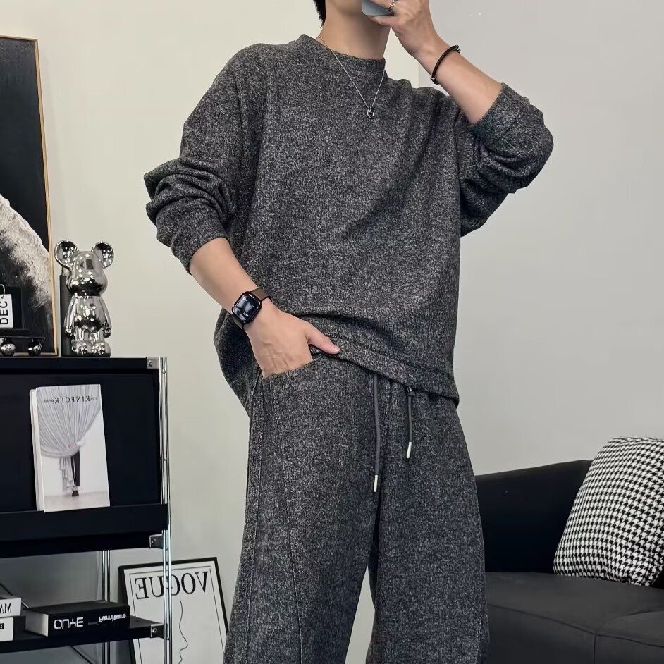 高级感简约卫衣男休息运动套装