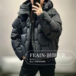 痞帅个性 高端潮牌鹅绒服男士 时尚 新款 保暖90白鹅绒 连帽外套秋冬季